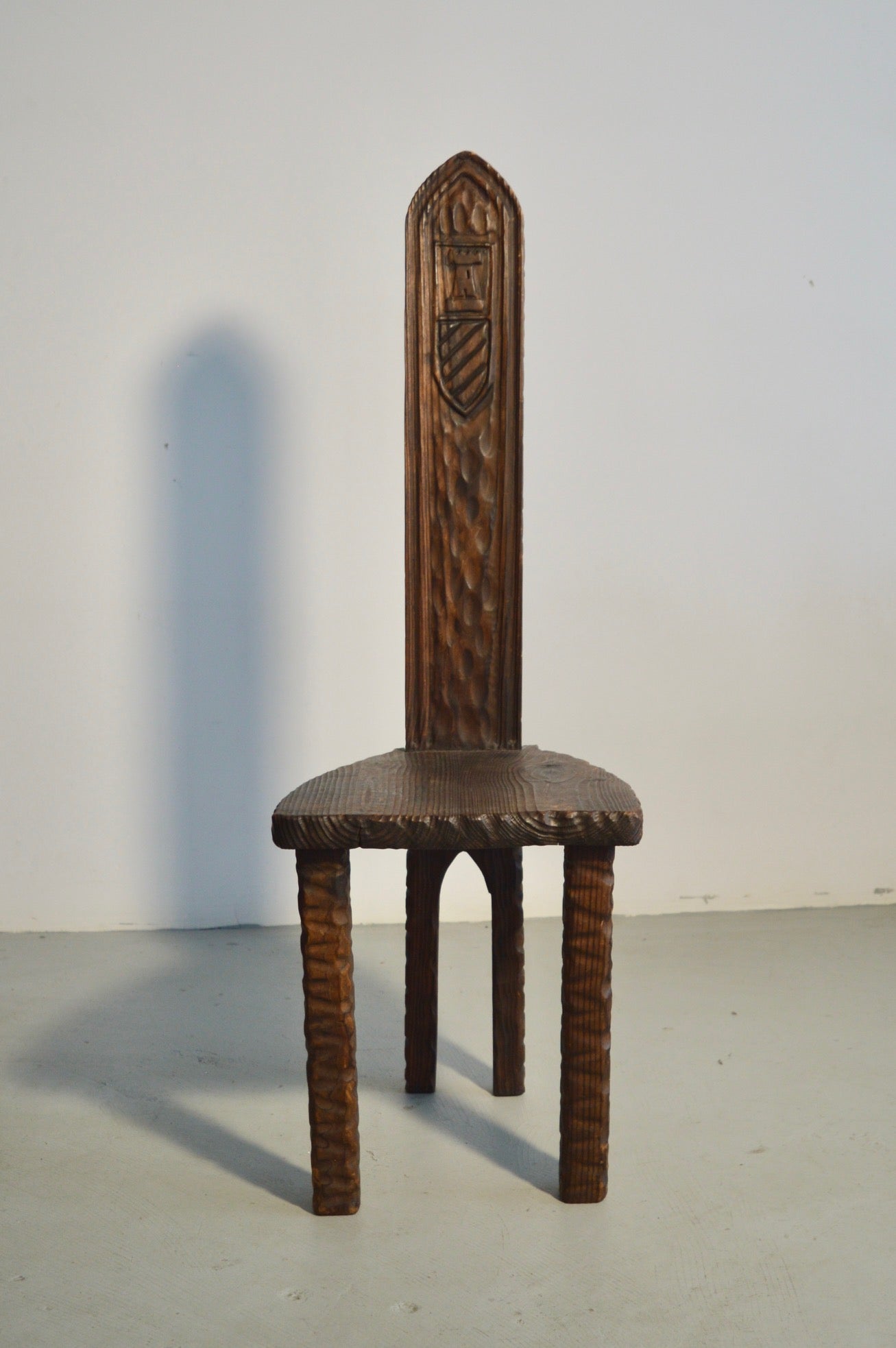 Hand-Carved Brutalist Hall Chair