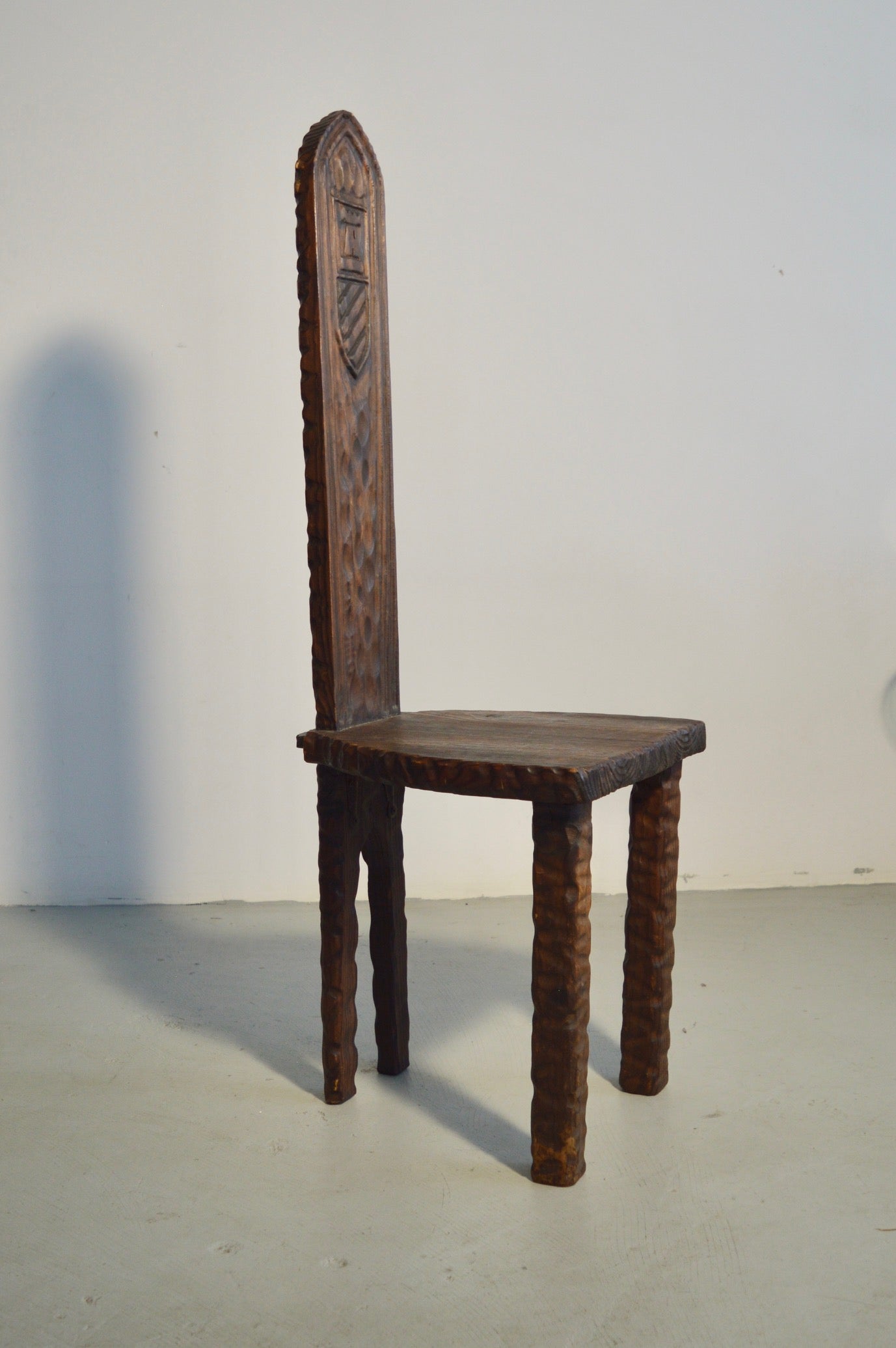Hand-Carved Brutalist Hall Chair