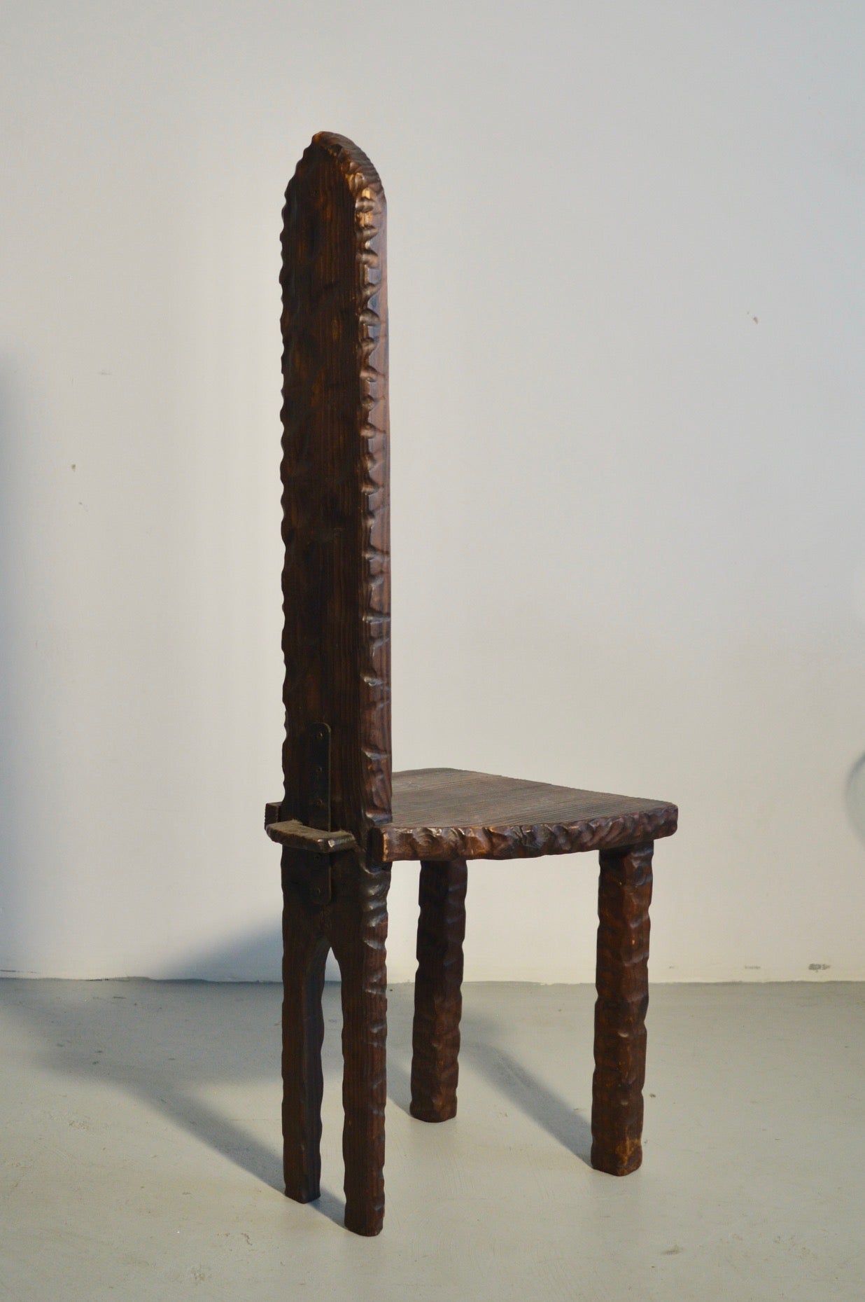 Hand-Carved Brutalist Hall Chair