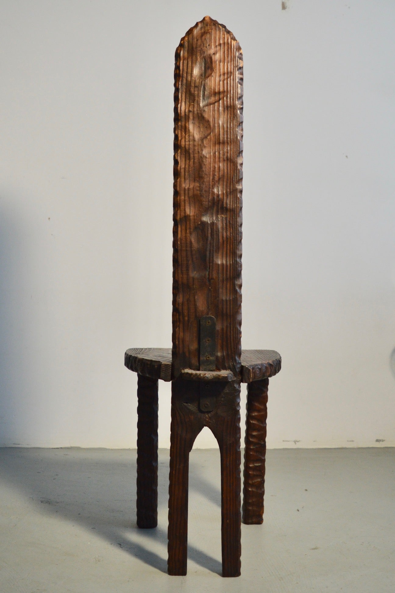 Hand-Carved Brutalist Hall Chair