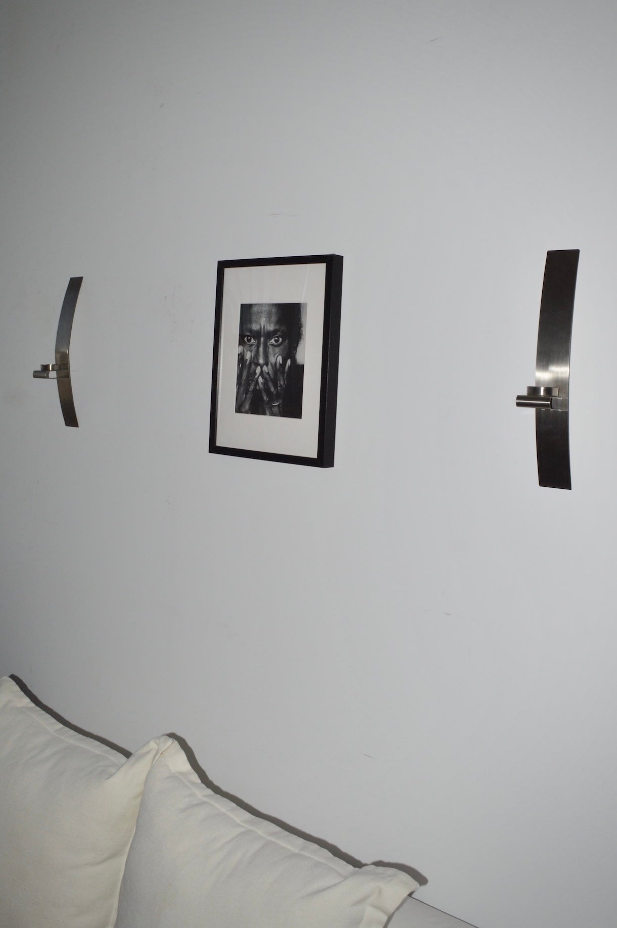 Curved Stainless Steel Wall Candle Sconces (Set of 2)