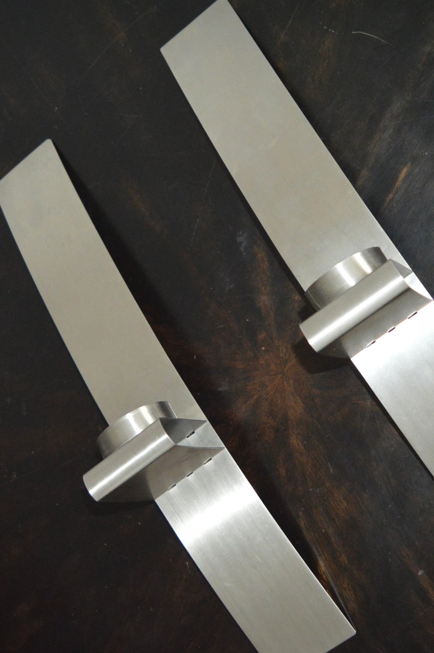 Curved Stainless Steel Wall Candle Sconces (Set of 2)