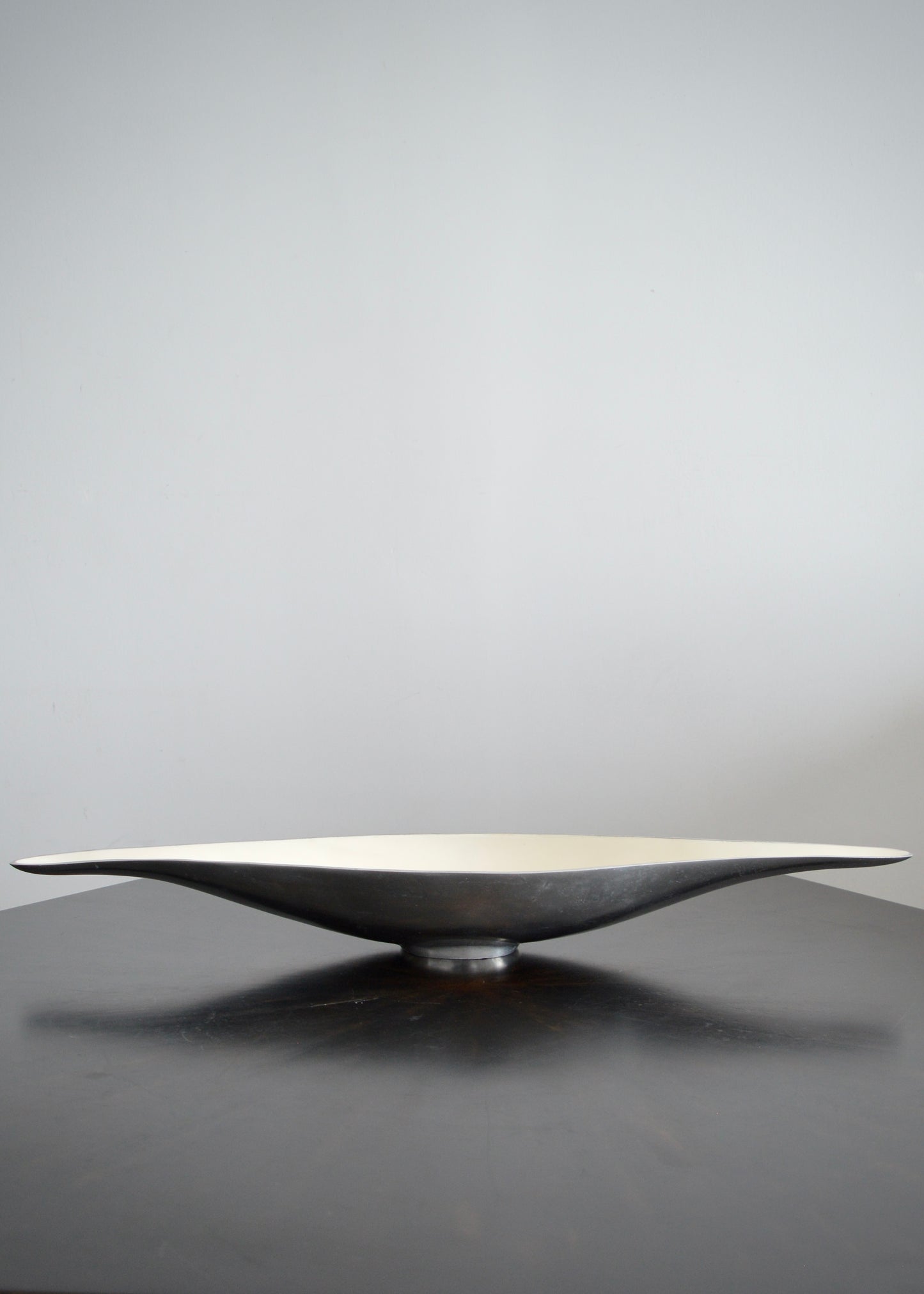 Modernist Aluminum & White Enamel Boat Bowl