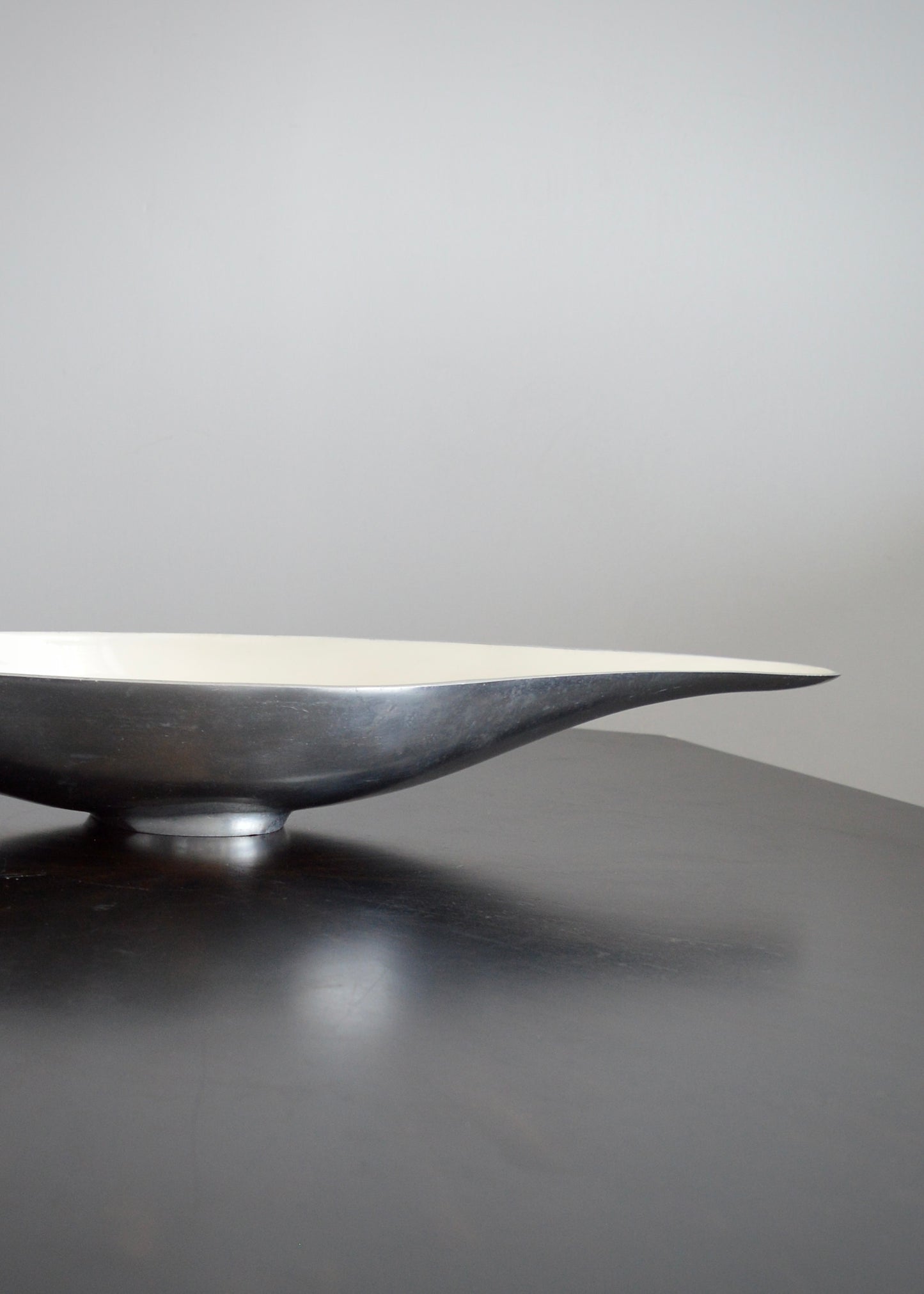 Modernist Aluminum & White Enamel Boat Bowl