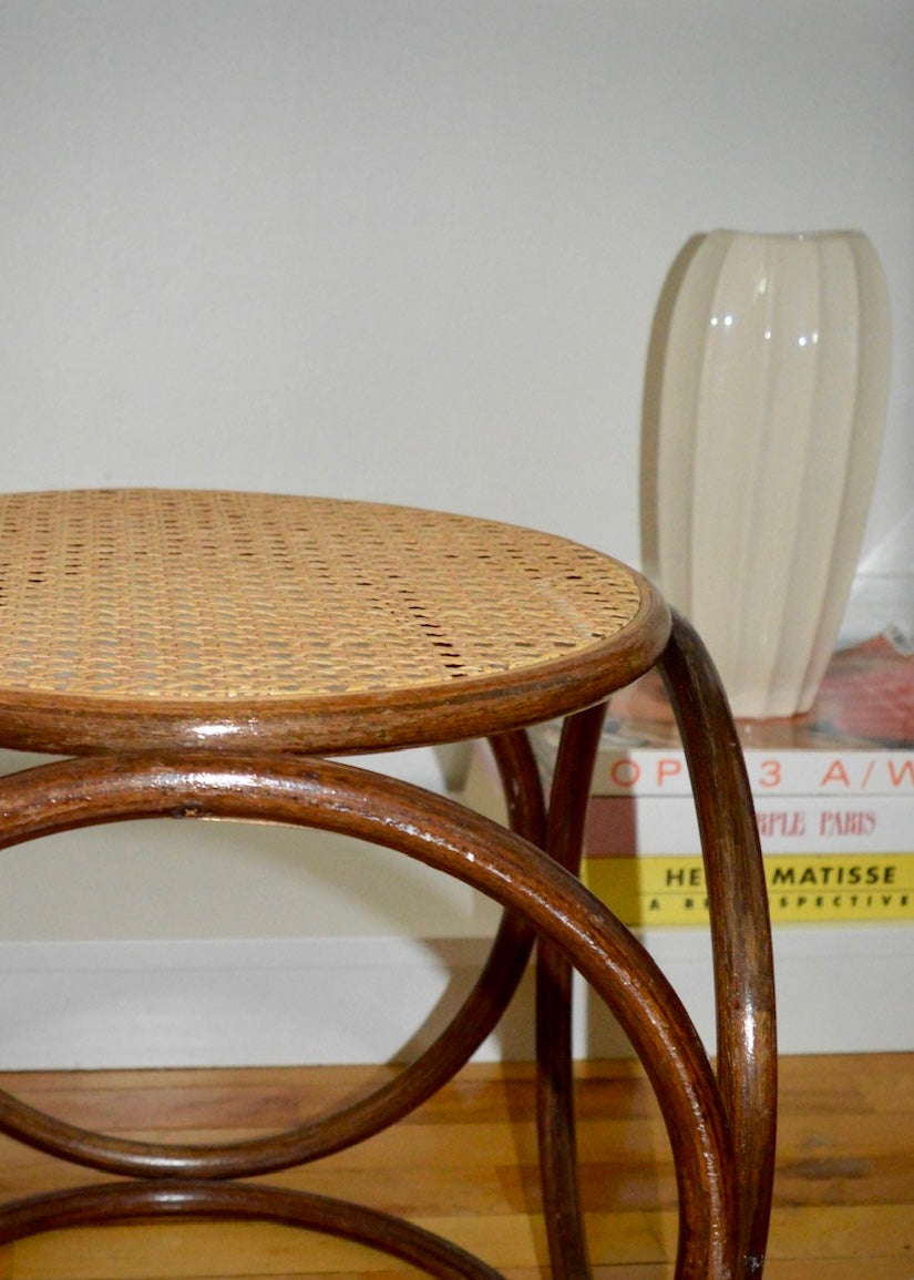 Vintage Thonet Style Bentwood & Cane Ottoman