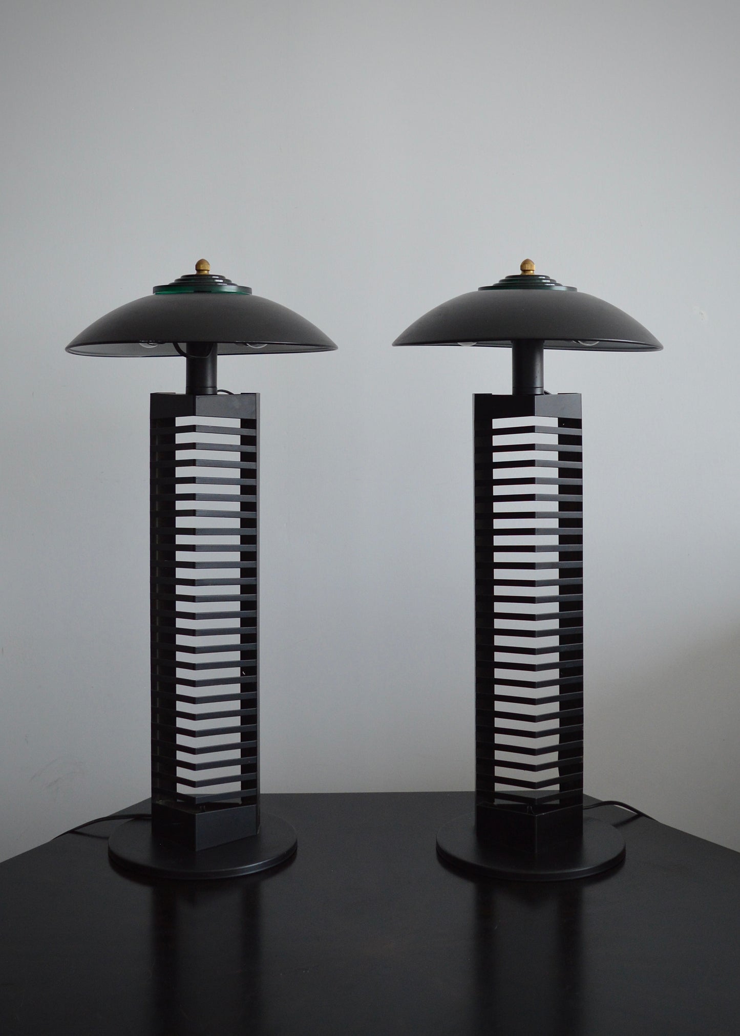 Black Postmodern CD Holder Lamps (Set of 2)