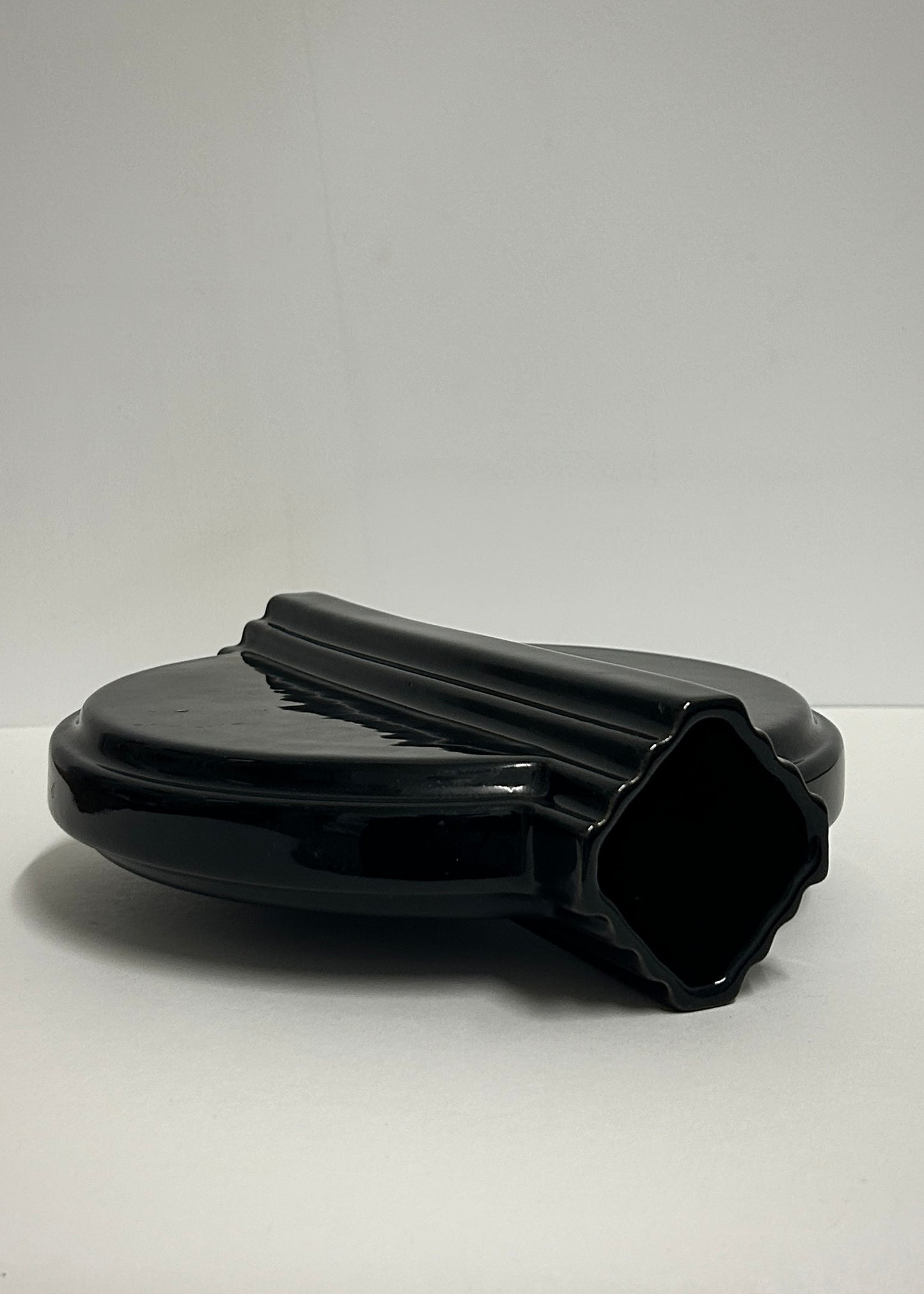 Black Art Deco Round Ceramic Vase