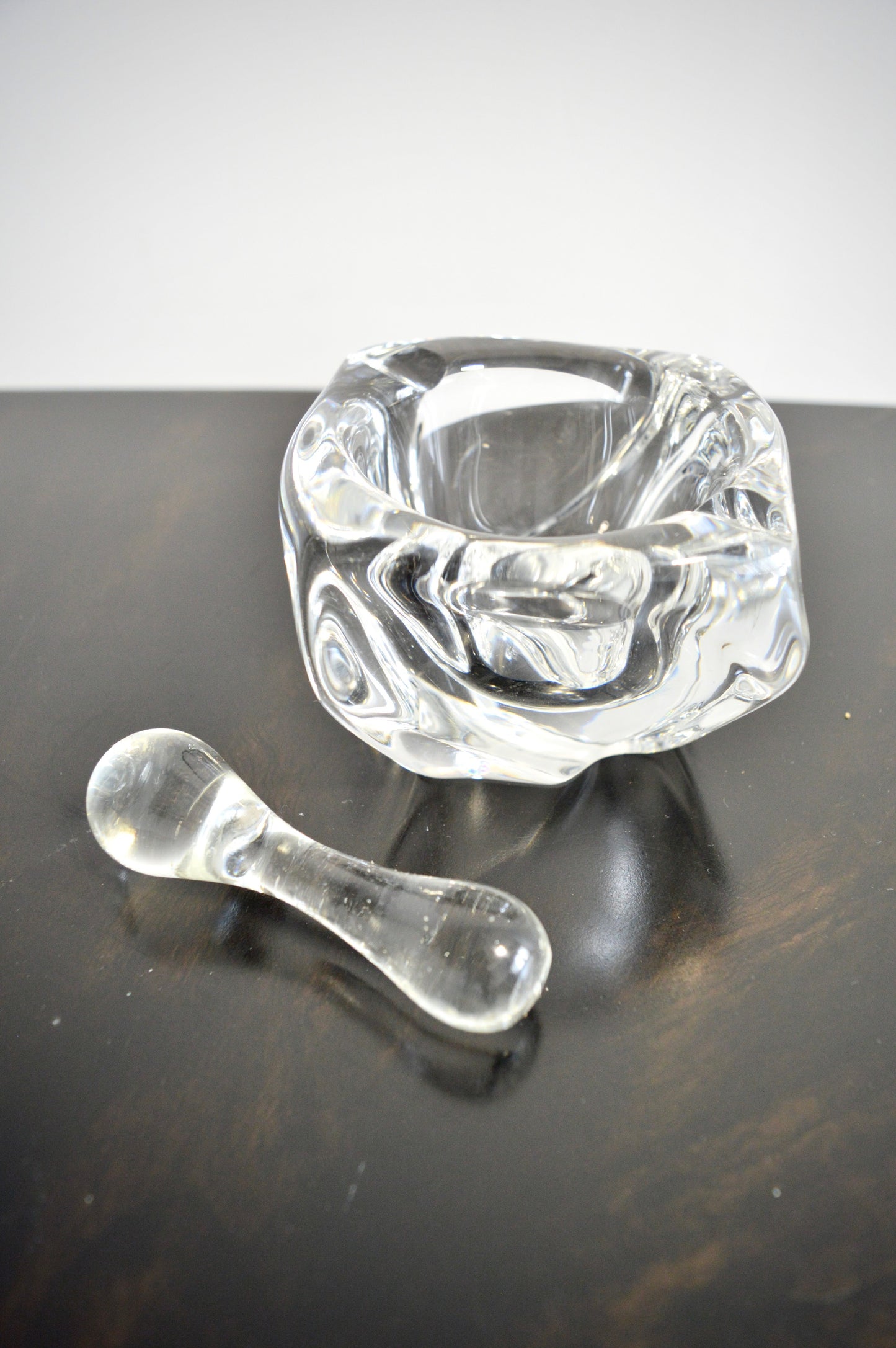 Vintage Crystal Mortar & Pestle Set by Daum France