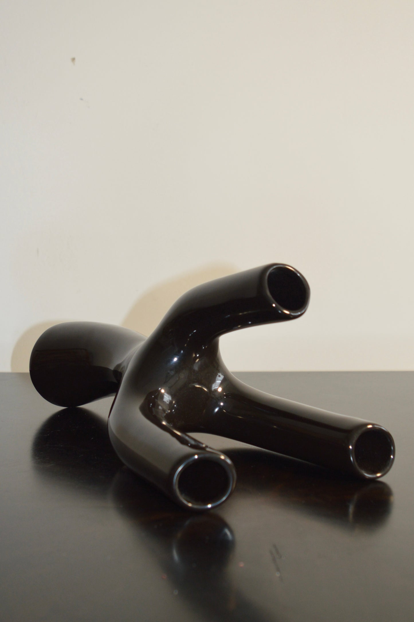 Black Three-Stem Ceramic Bud Vase