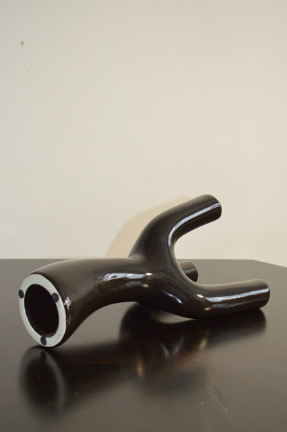 Black Three-Stem Ceramic Bud Vase