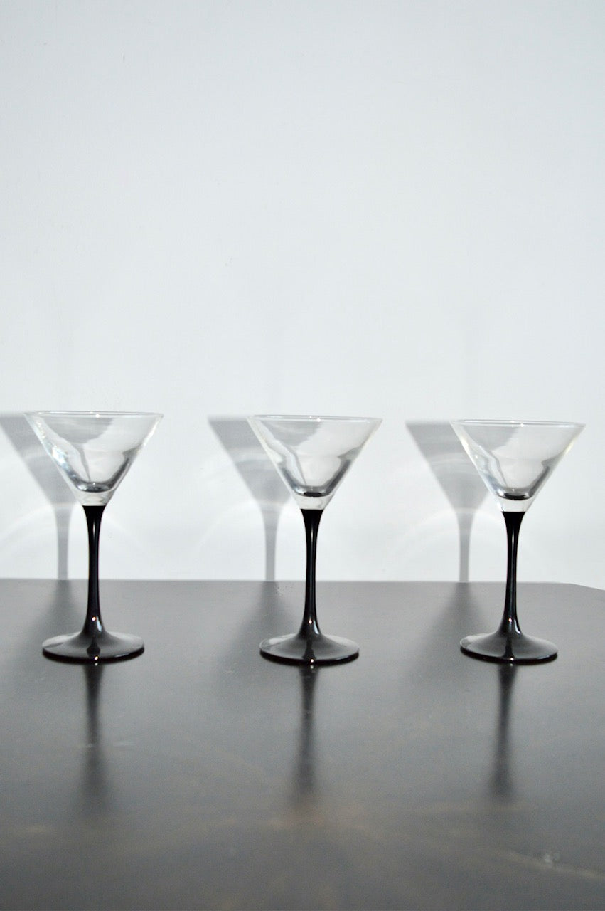 Luminarc France Black Stem Martini Glasses