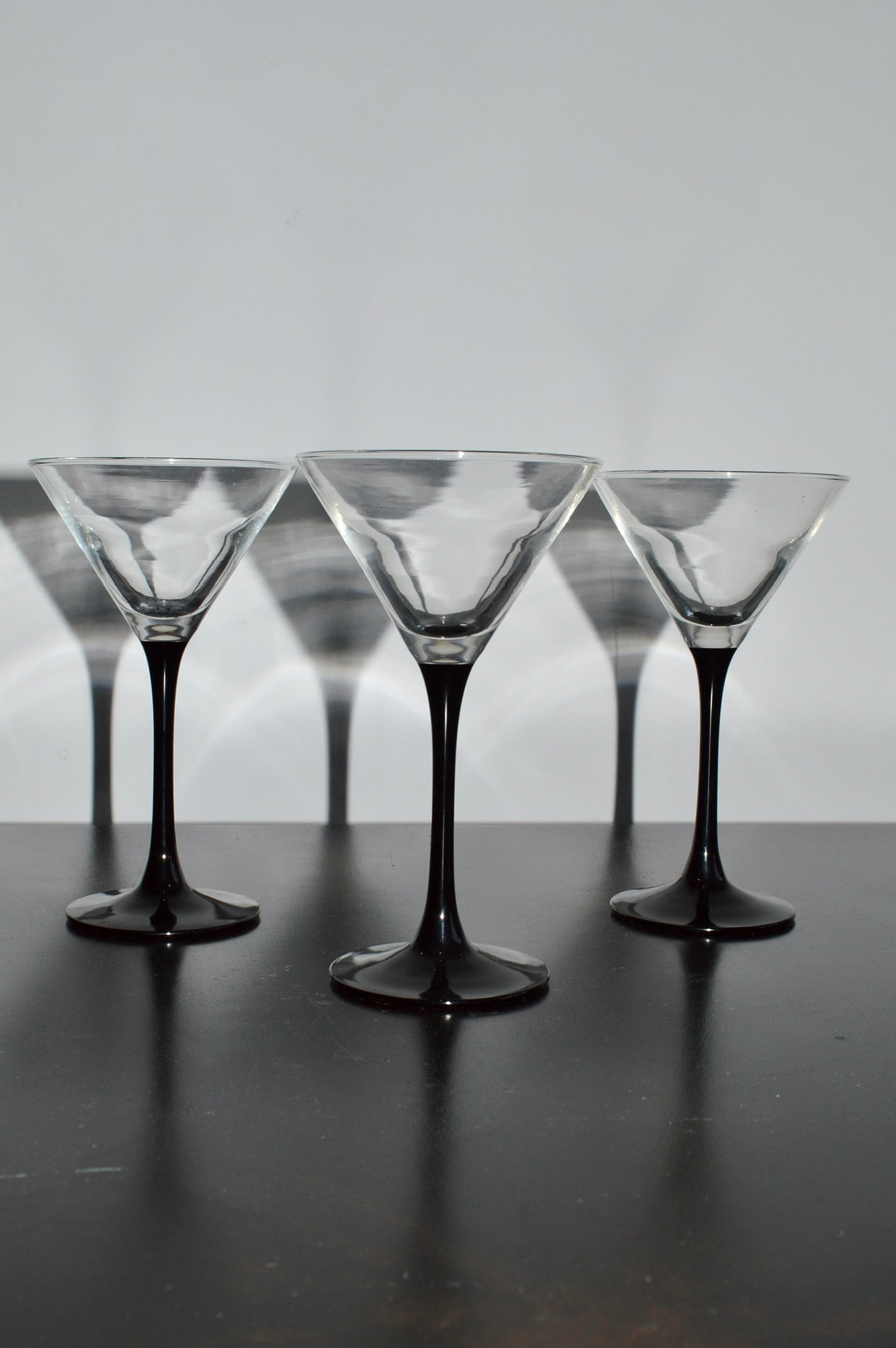 Luminarc France Black Stem Martini Glasses