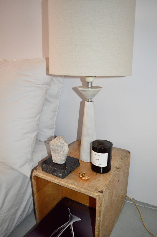 Sculptural White Marble Base Table Lamp