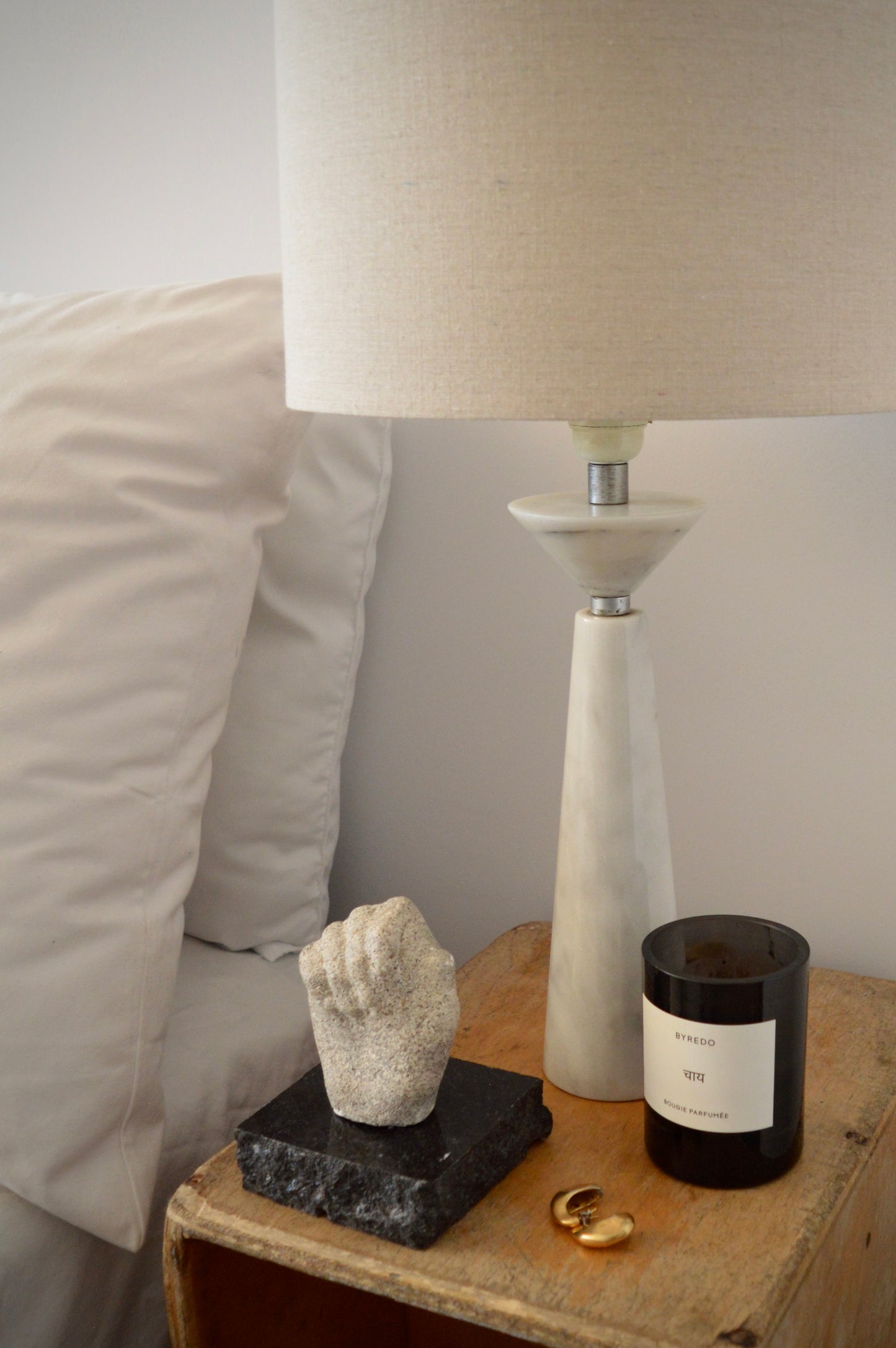 Sculptural White Marble Base Table Lamp