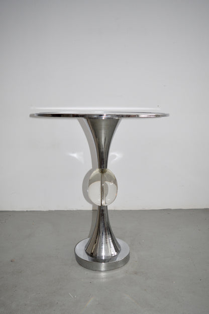 Chrome & Lucite Inset Tulip Table