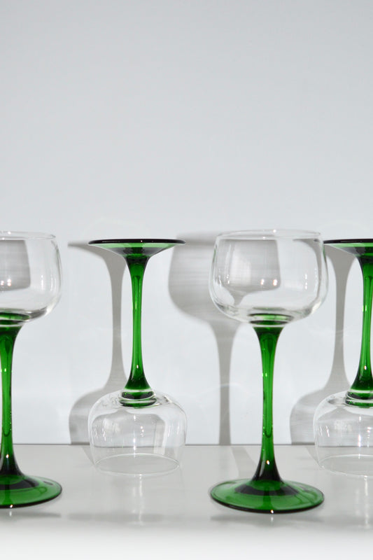 Luminarc France Green Stemmed Wine Glasses