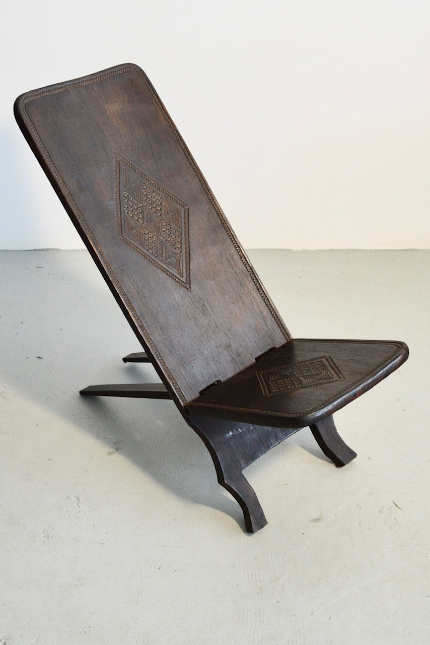 Vintage Hand-Carved Wood Palaver Chair