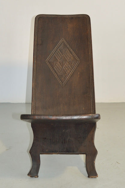 Vintage Hand-Carved Wood Palaver Chair