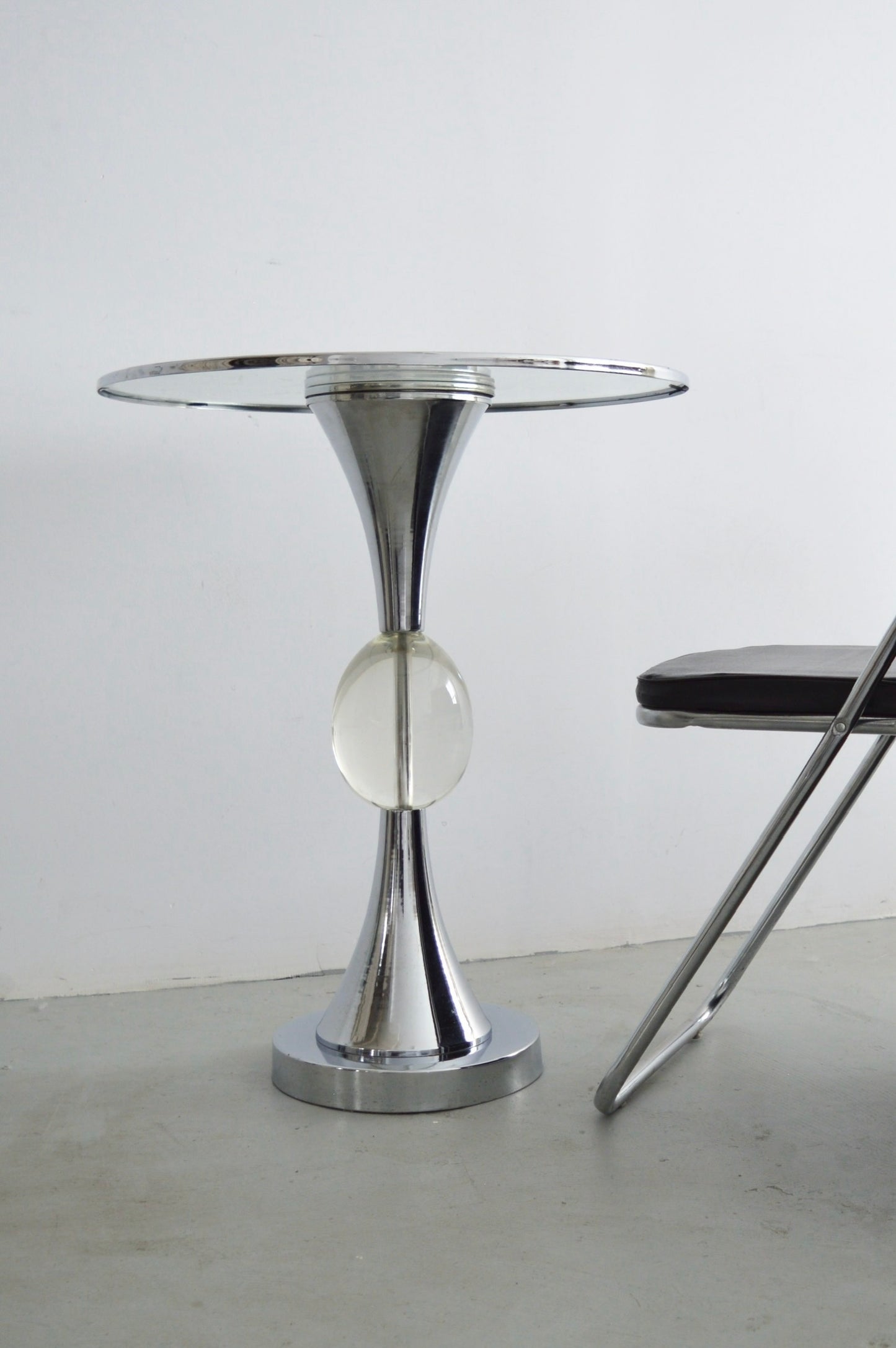 Chrome & Lucite Inset Tulip Table