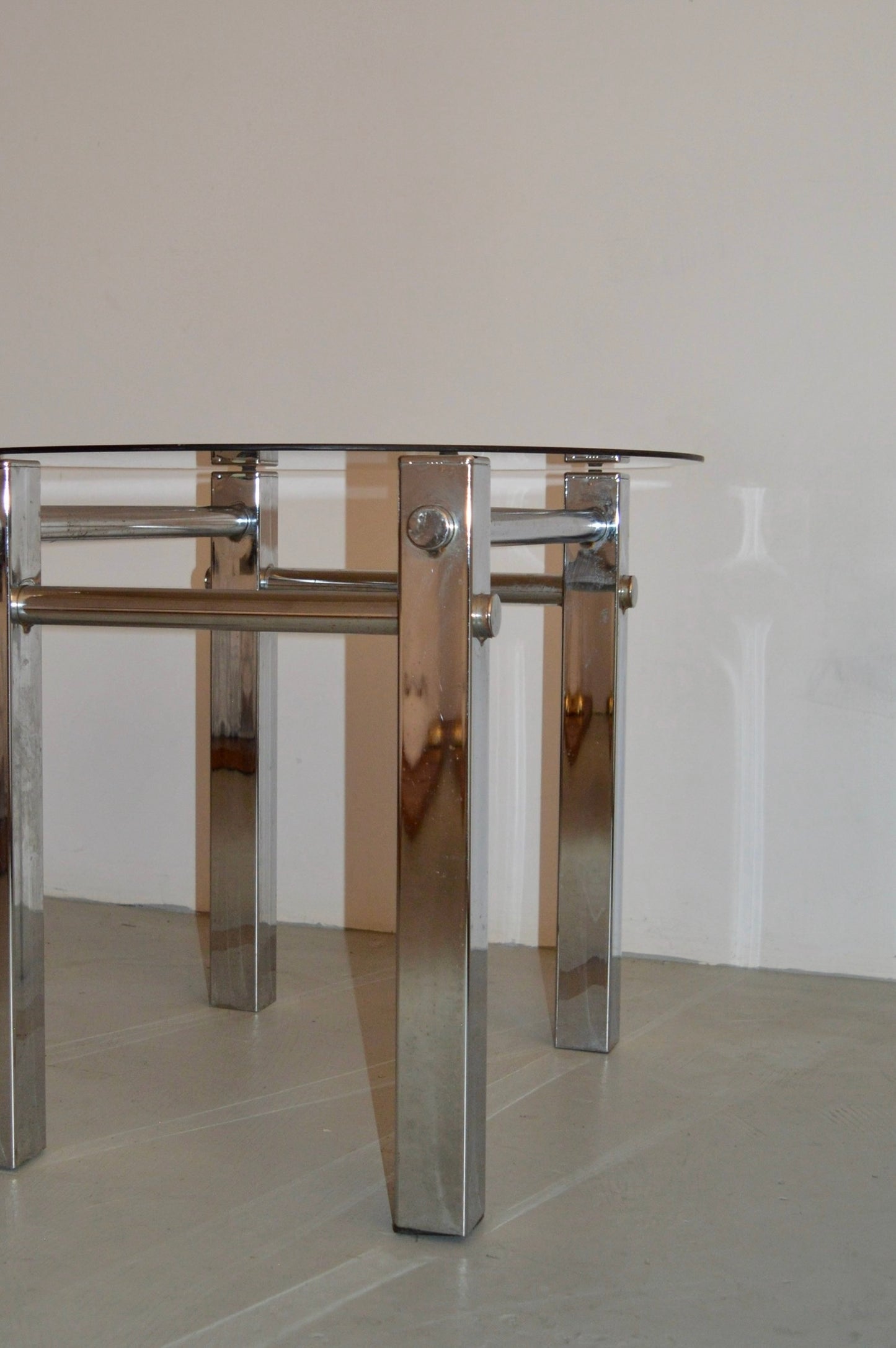 Chrome & Smoked Glass End Table