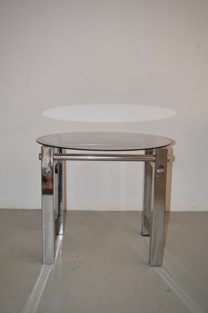 Chrome & Smoked Glass End Table