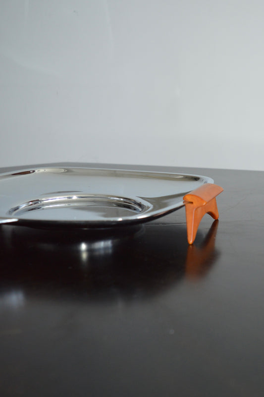 MCM Glo-Hill Chrome & Bakelite Serving Tray