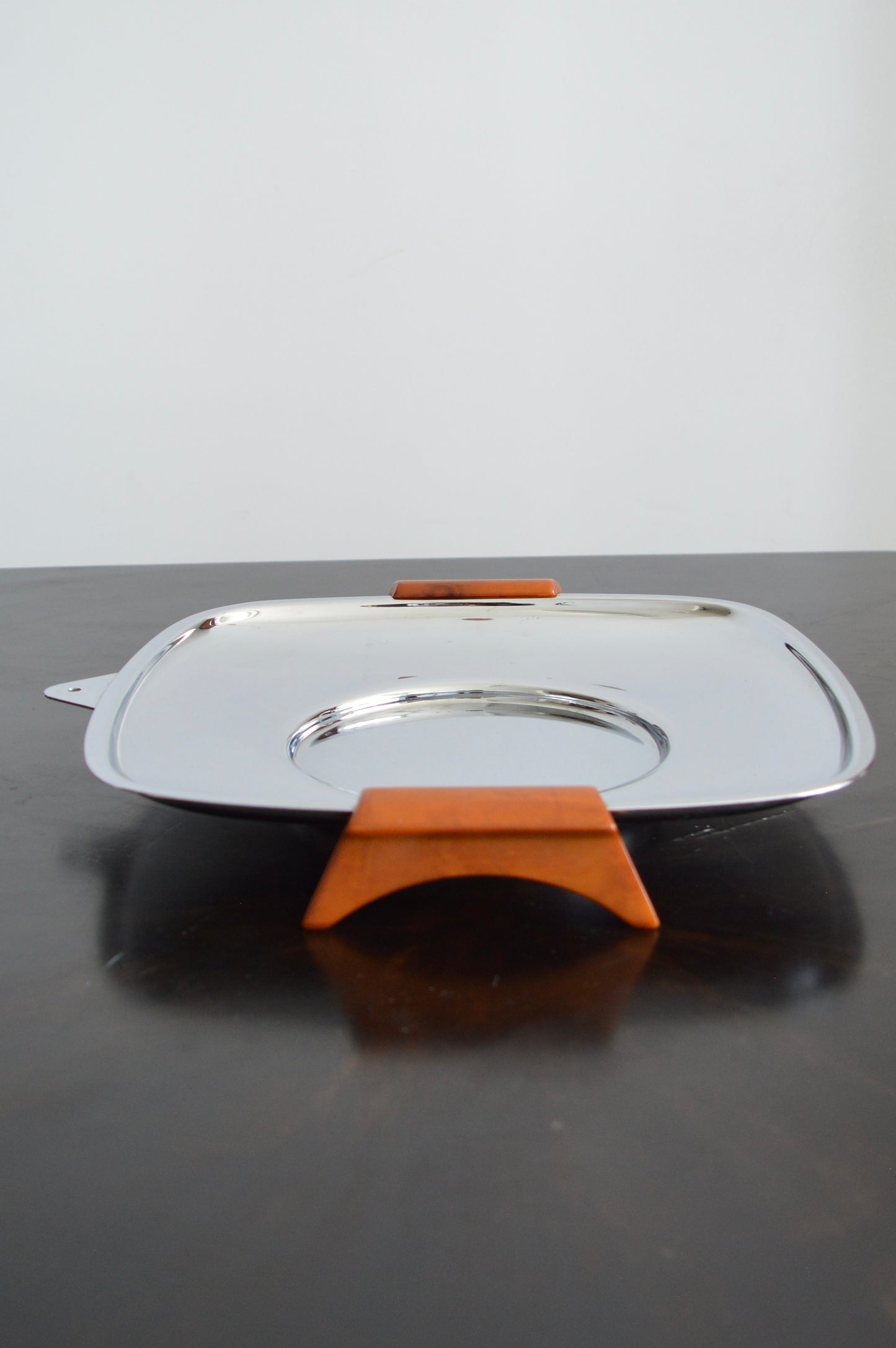 MCM Glo-Hill Chrome & Bakelite Serving Tray