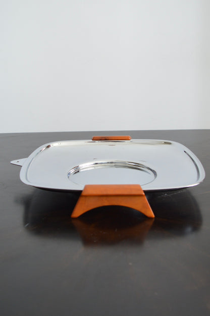 MCM Glo-Hill Chrome & Bakelite Serving Tray