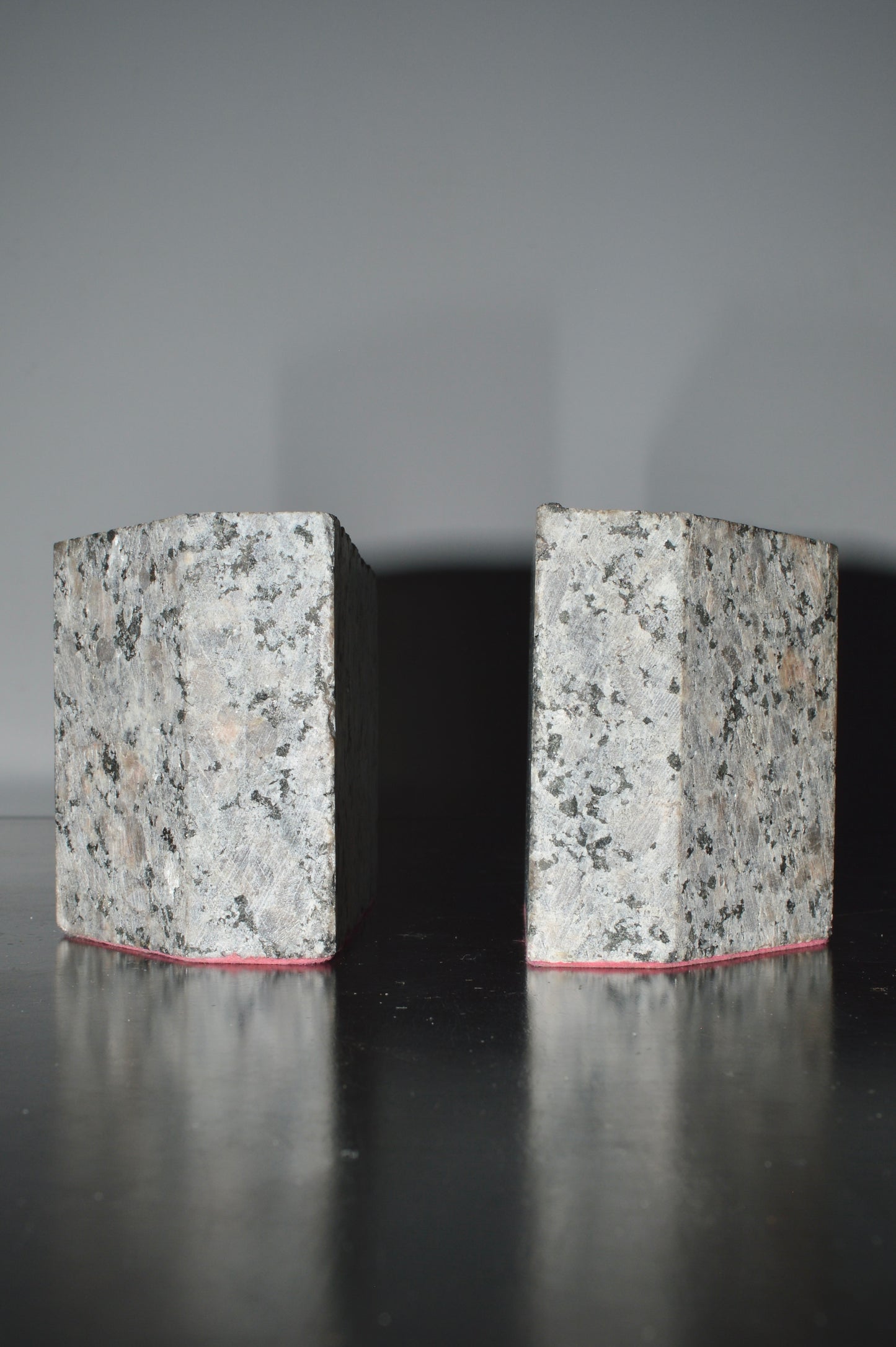 Heavy Grey & Pink Granite Bookends