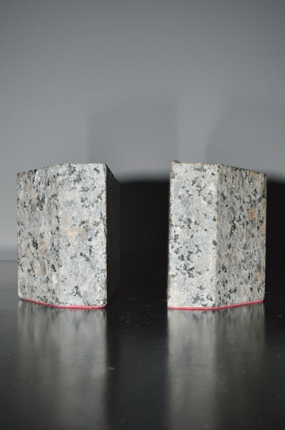 Heavy Grey & Pink Granite Bookends