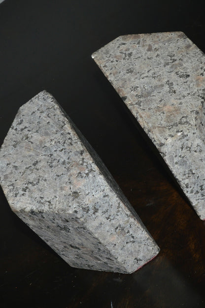 Heavy Grey & Pink Granite Bookends