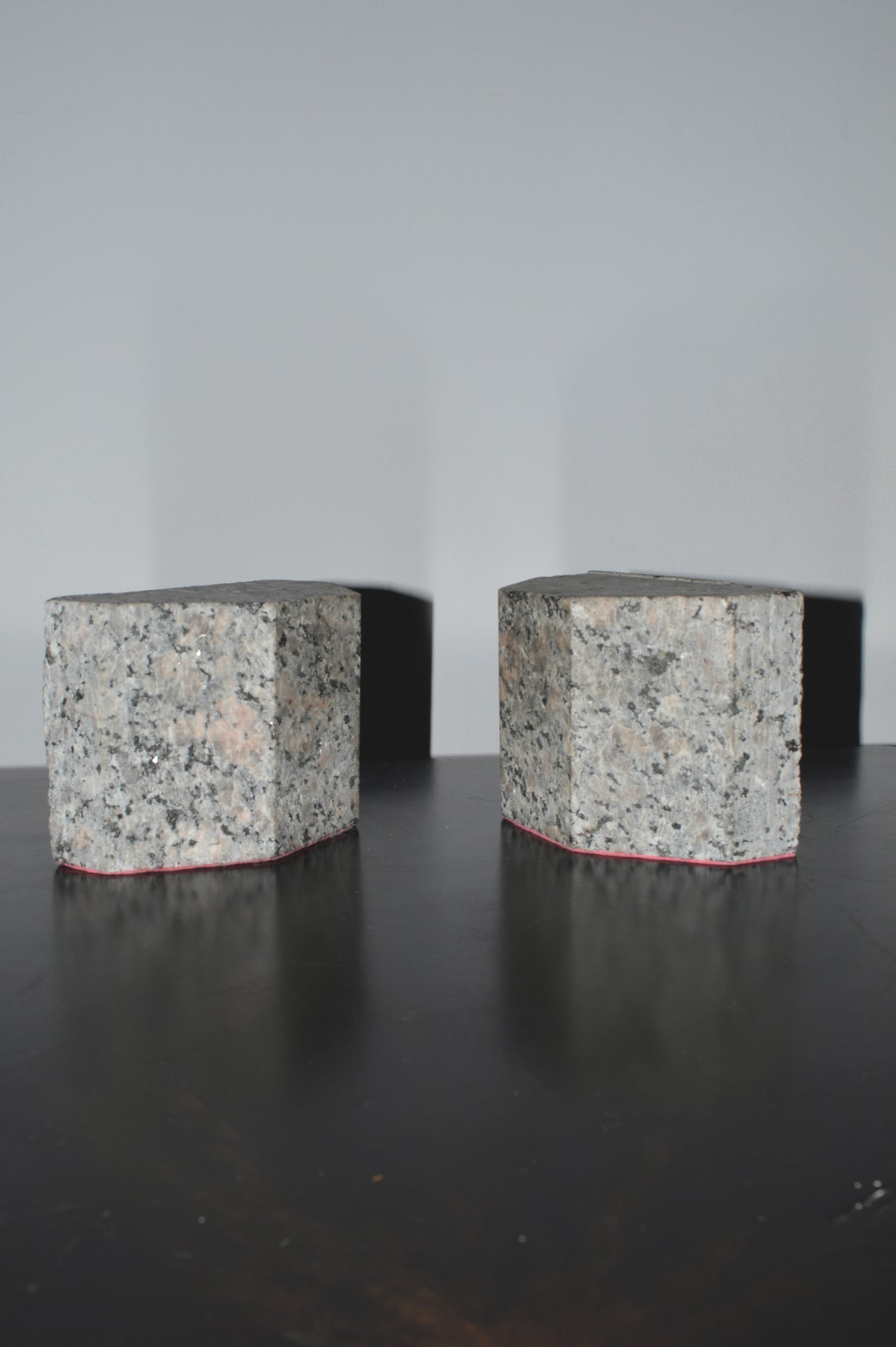 Heavy Grey & Pink Granite Bookends