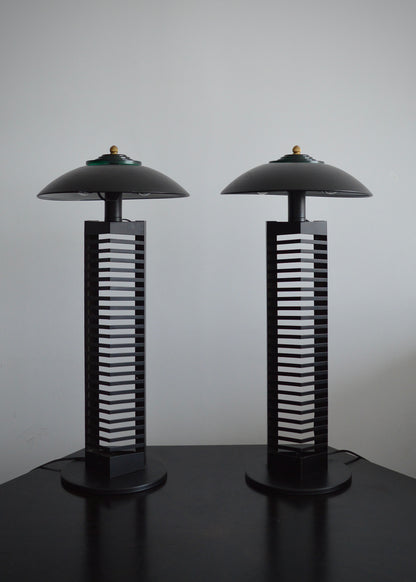 Black Postmodern CD Holder Lamps (Set of 2)
