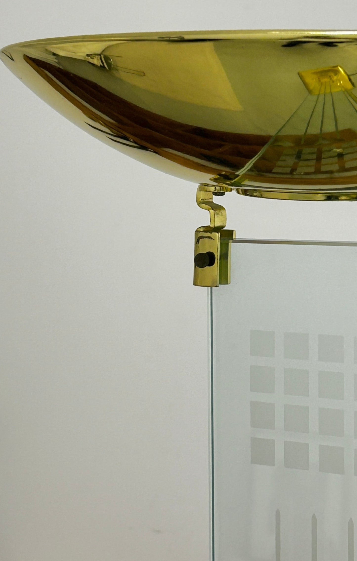 Postmodern Glass & Brass Torchiere Lamp