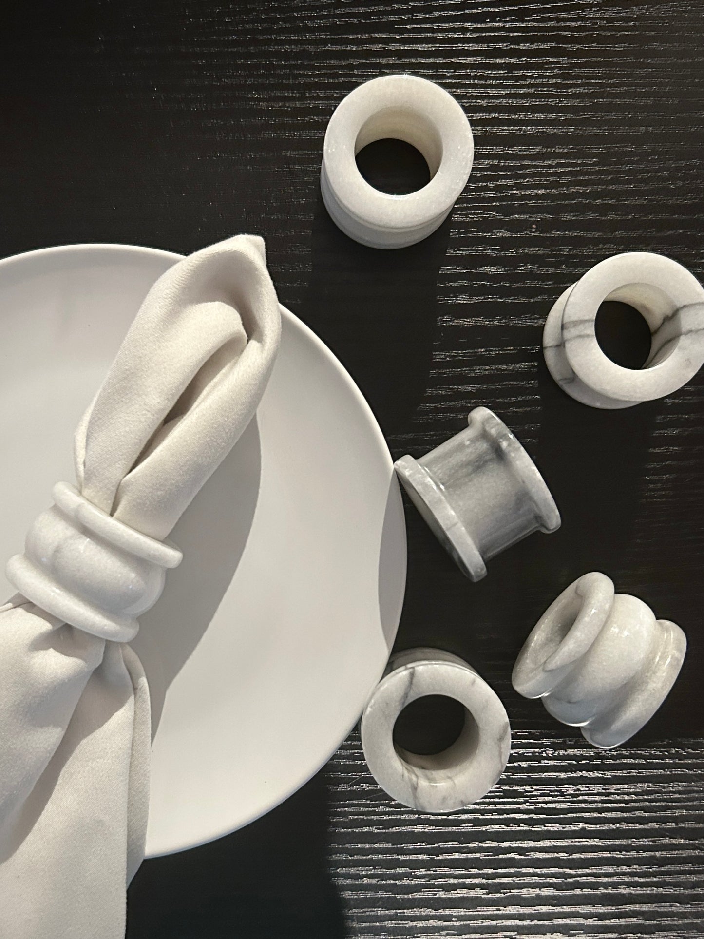 White & Grey Marble Napkin Rings